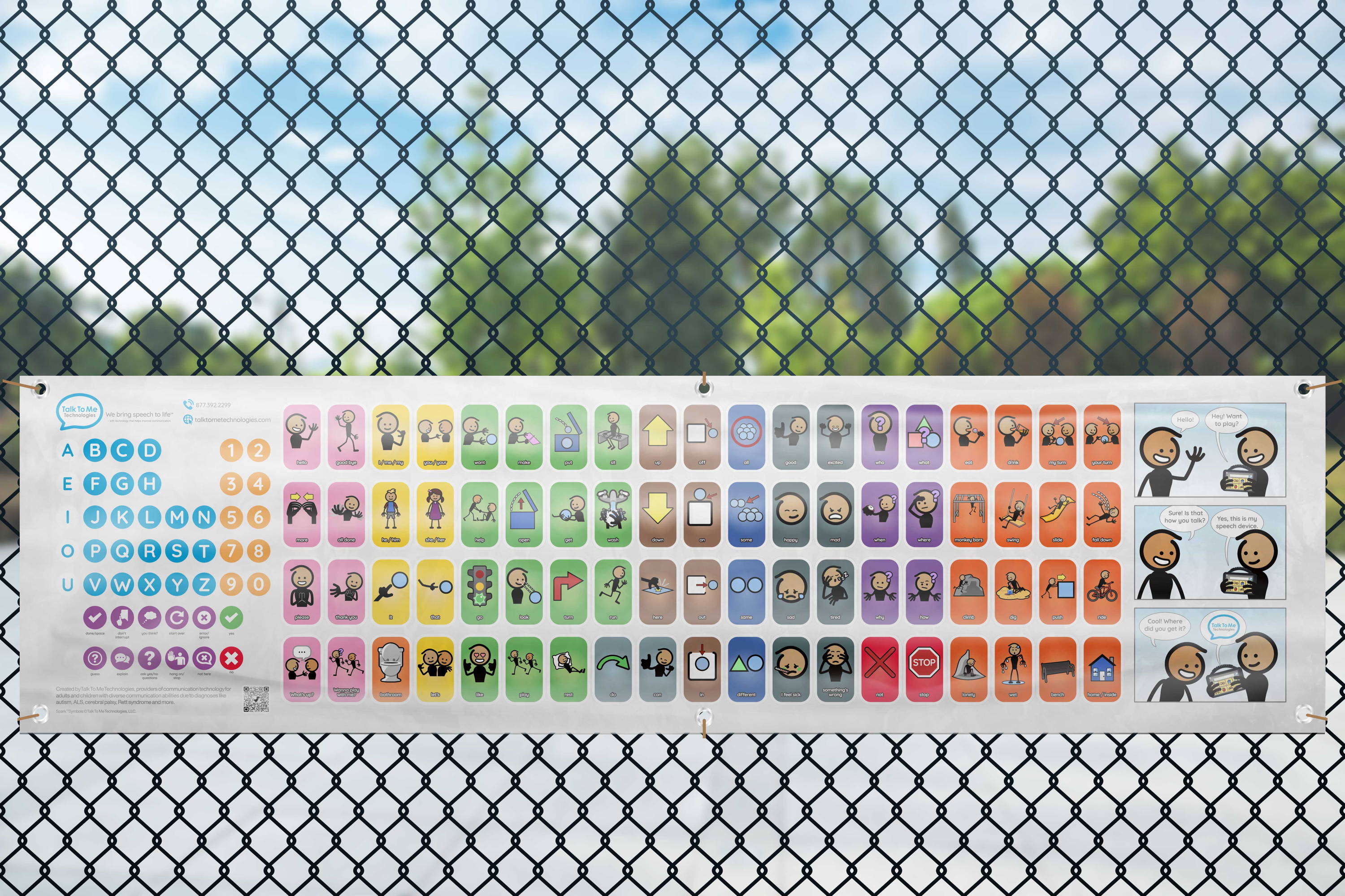 Vinyl communication board on chain link fence