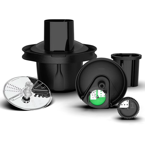 Various components of a black gaming device or accessory.