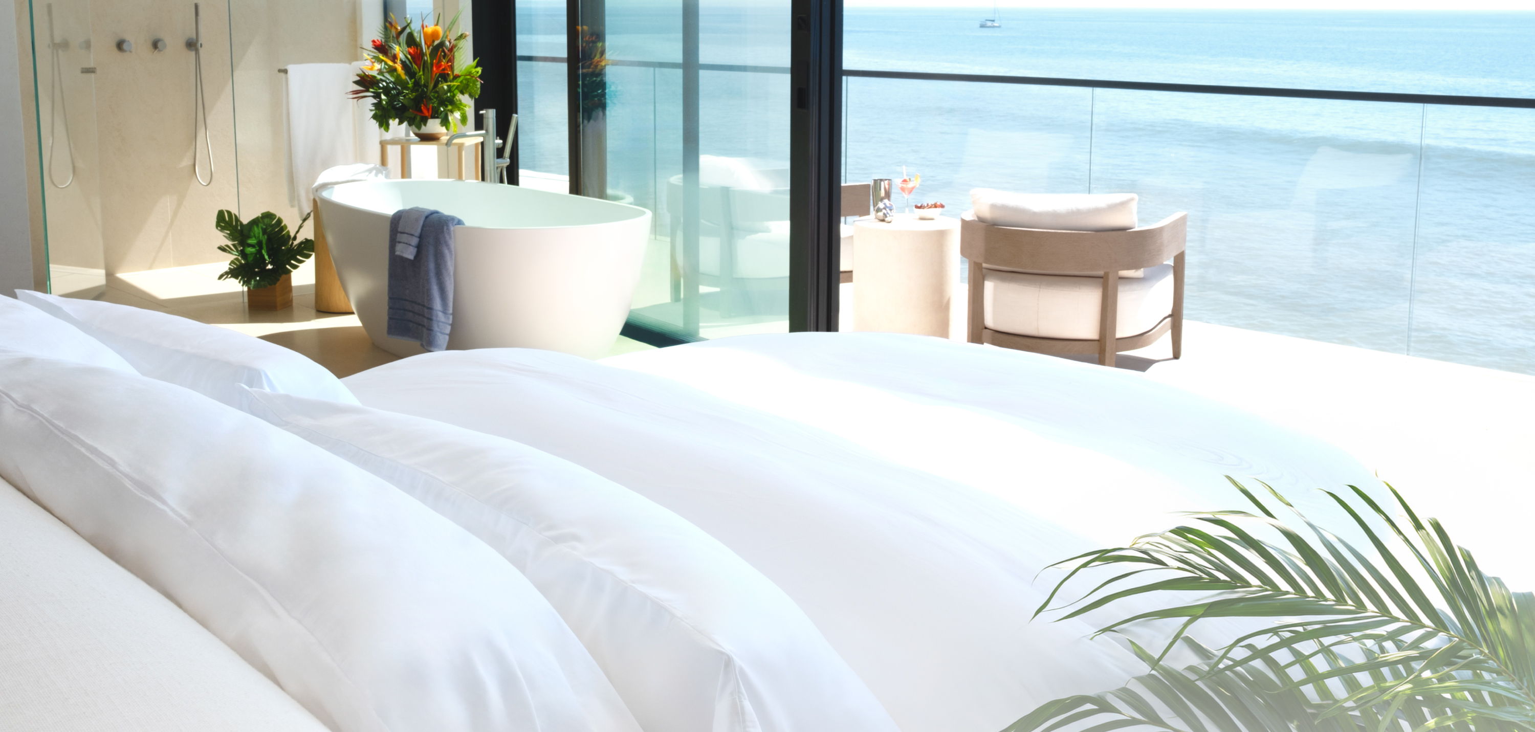 white bamboo bed sheets on a bed