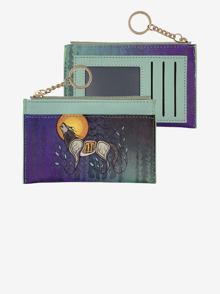 Wolf (Ma'iingan) Zippered Card Wallet by Storm Angeconeb