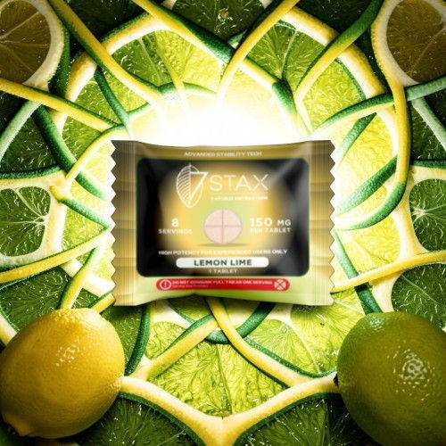 Lemon-themed product surrounded by slices of lemons and limes.