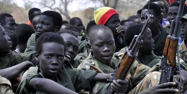 child soldiers equipped with ak-47 rifles