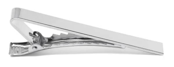 A classic silver tie bar by itself