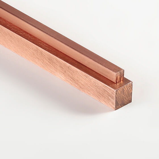 Copper square bars stacked