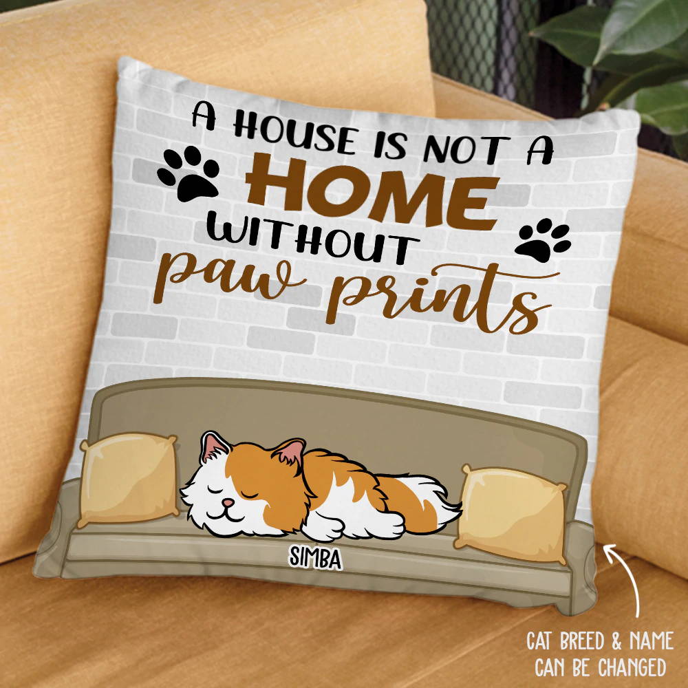 HOME WITH MY CATS - PERSONALIZED CUSTOM LINEN PILLOW