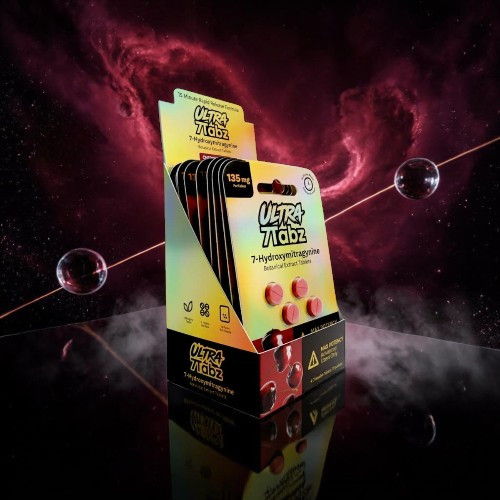 Colorful packaging for a product set against a cosmic background.