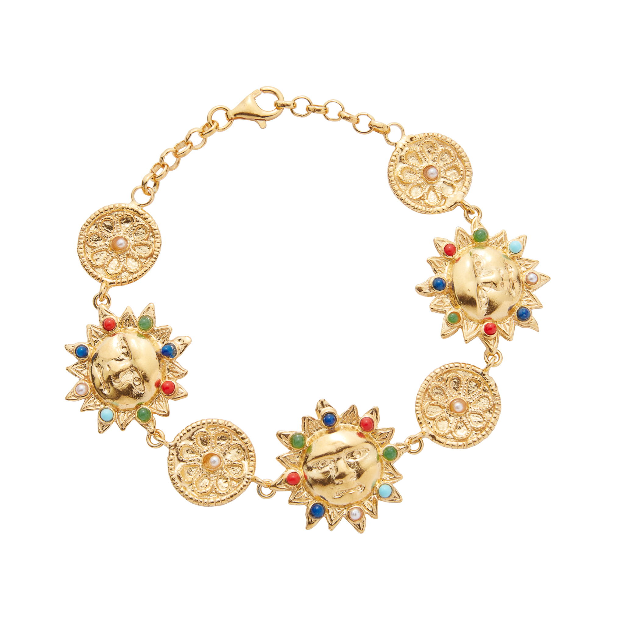 soru jewellery sun bracelet, gold sun bracelet, coloured agate