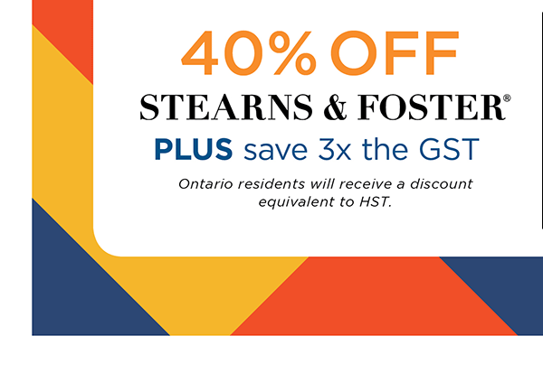 40% off Stearns & Foster Plus save 3x the GST
