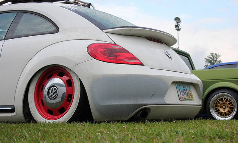 VW Beetle with Red Lamin-x tail light film covers