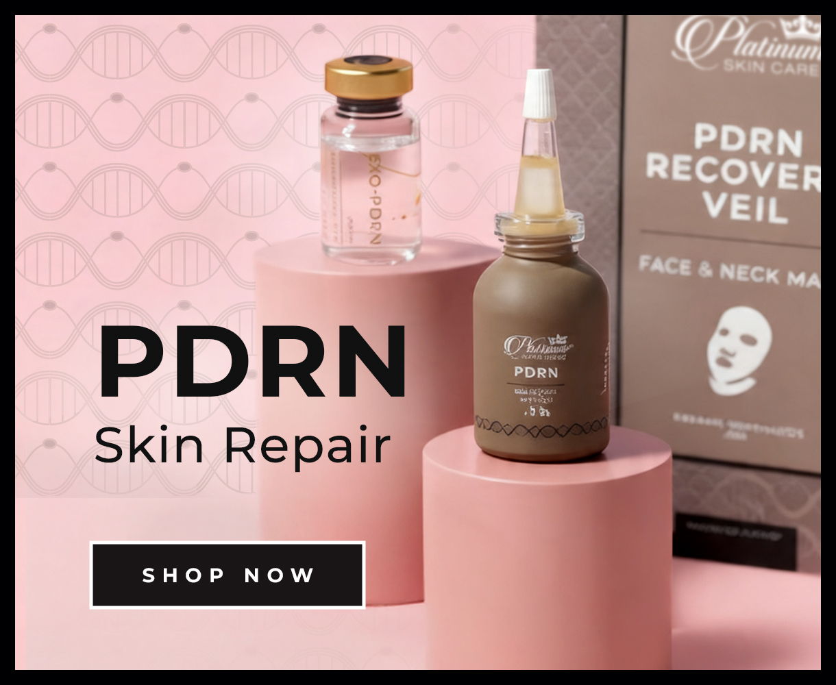 PDRN Skin Repair products displayed, featuring bottles and packaging. Shop now.