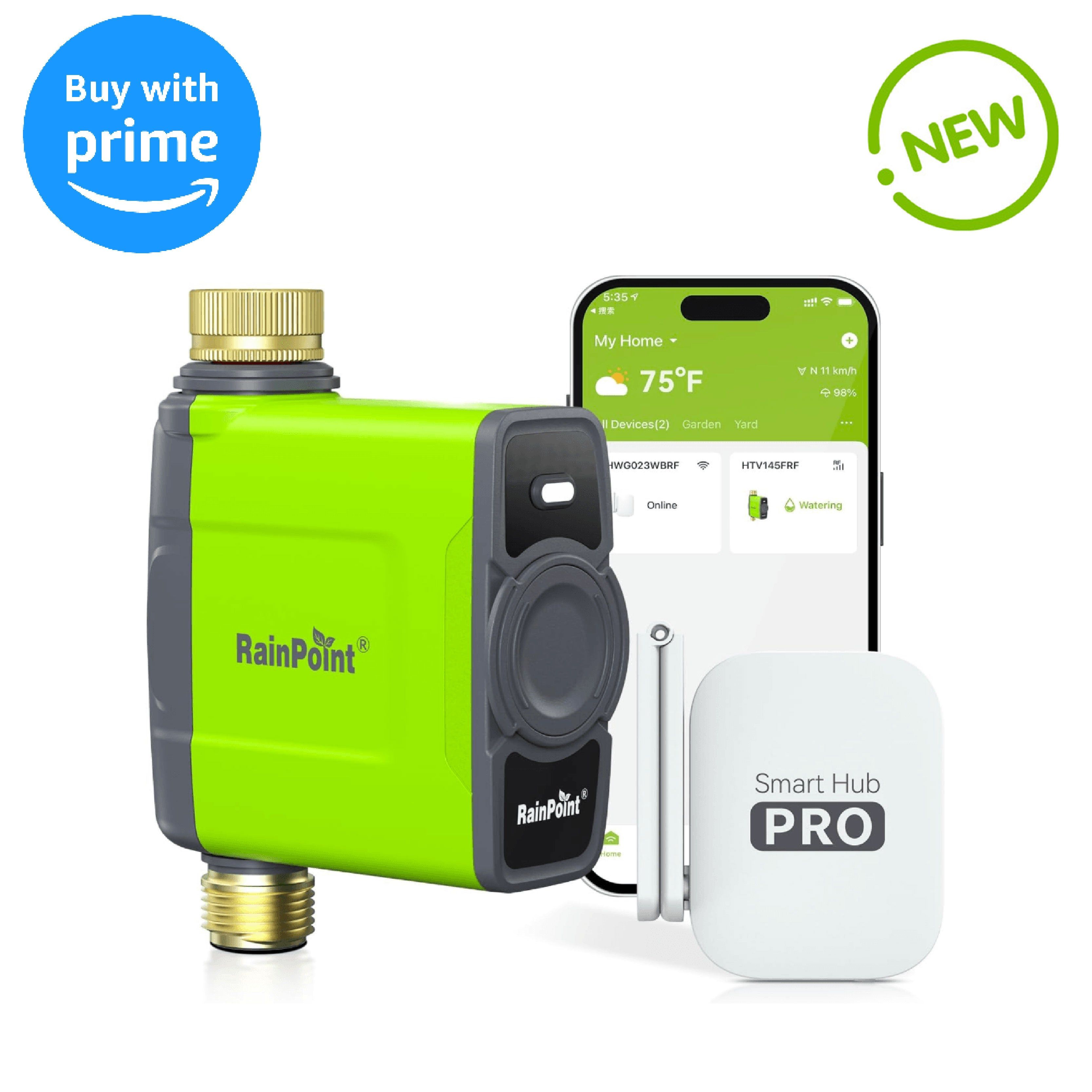 Smart irrigation controller with mobile app and smart hub.