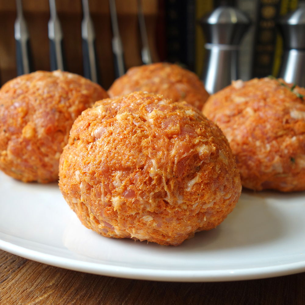 Chorizo scotch eggs with garlic aioli