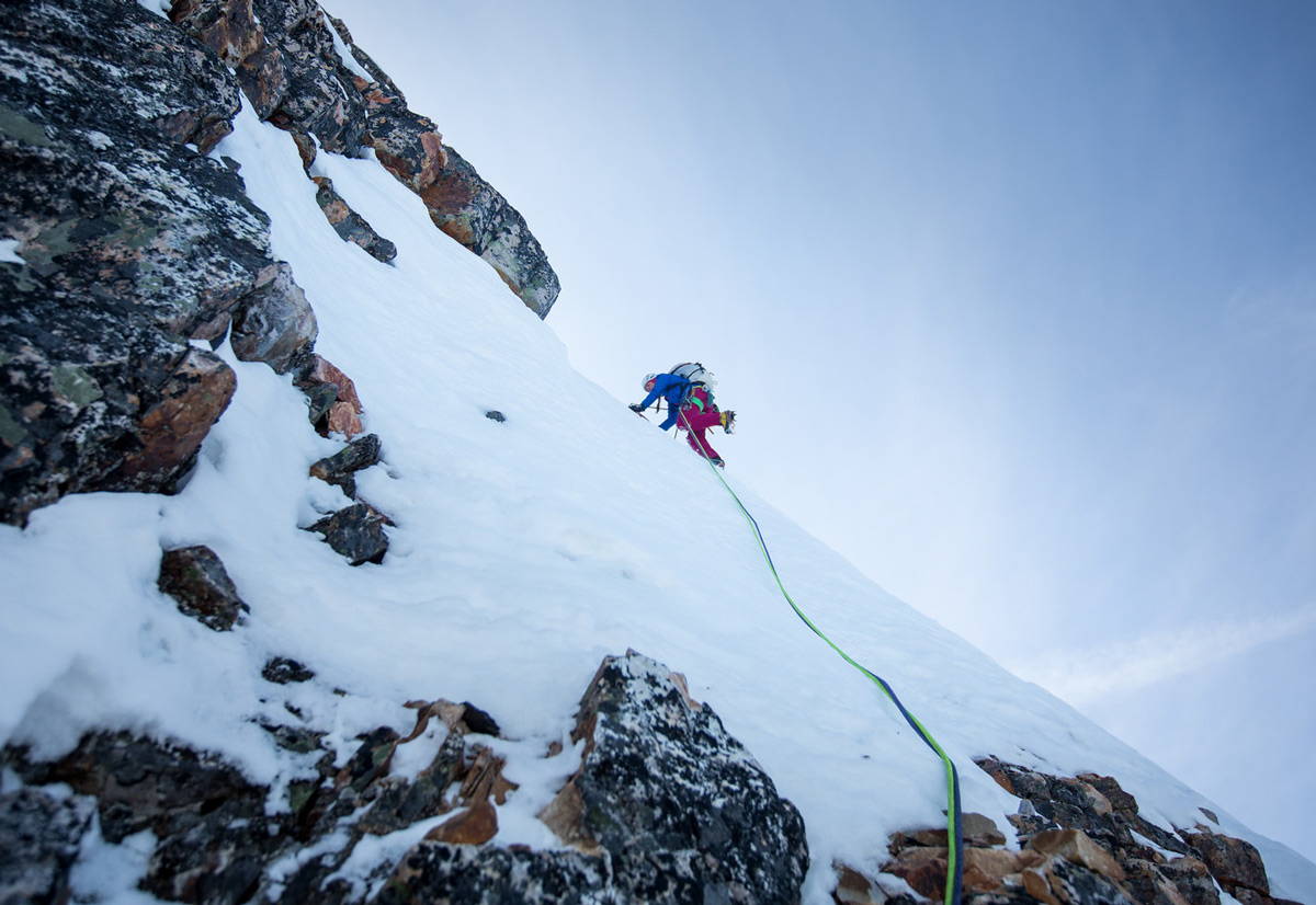image of ice climber on the North Face