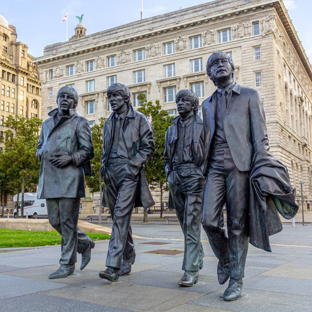 statue of the beetles in Liverpool