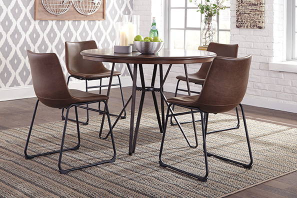 Dining Tables Set - 4 Piair with Brown Round Dining Table - Shop Now | Ashley Furniture Homestore