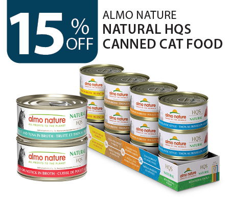 15% off Almo Nature Natural HQS Canned cat food