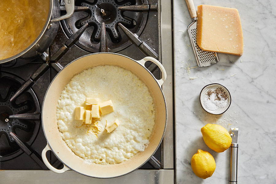 Simmer together and add the butter.