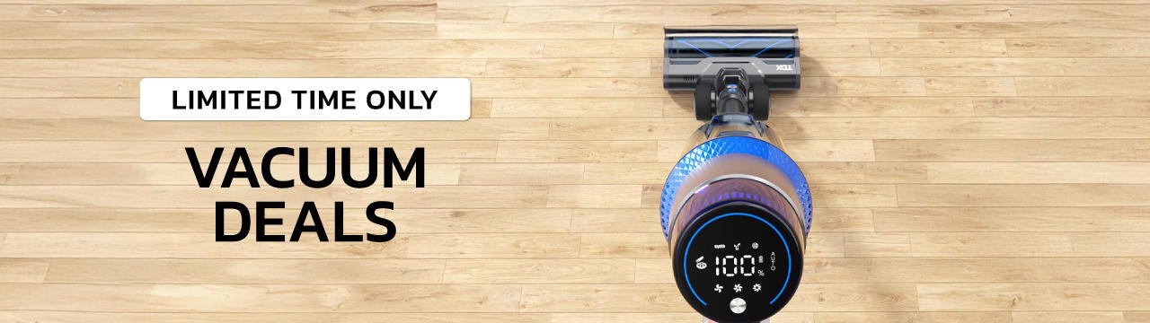 Limited time only vacuum deals promotional banner.