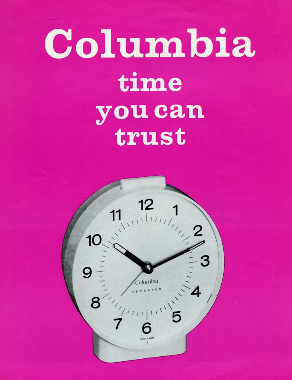 Clock on a pink background with 