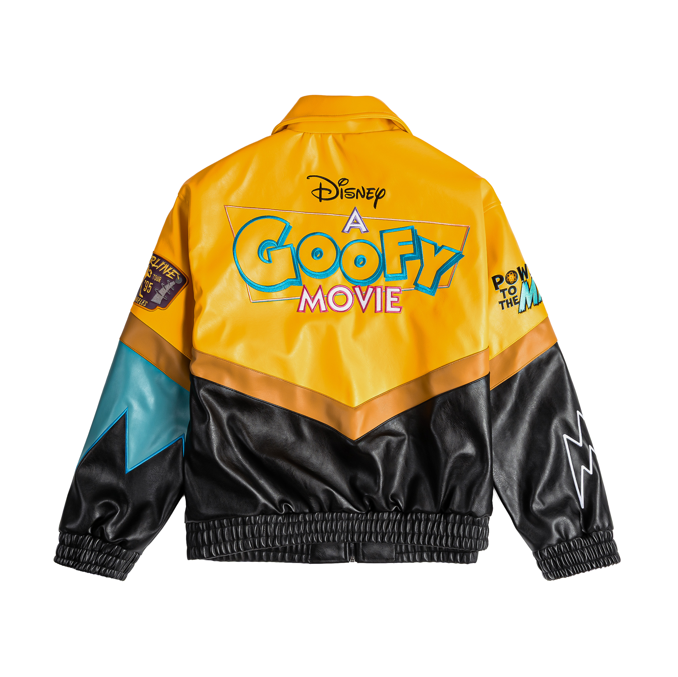 Colorful jacket featuring a cartoon dog with sunglasses and vibrant design elements.