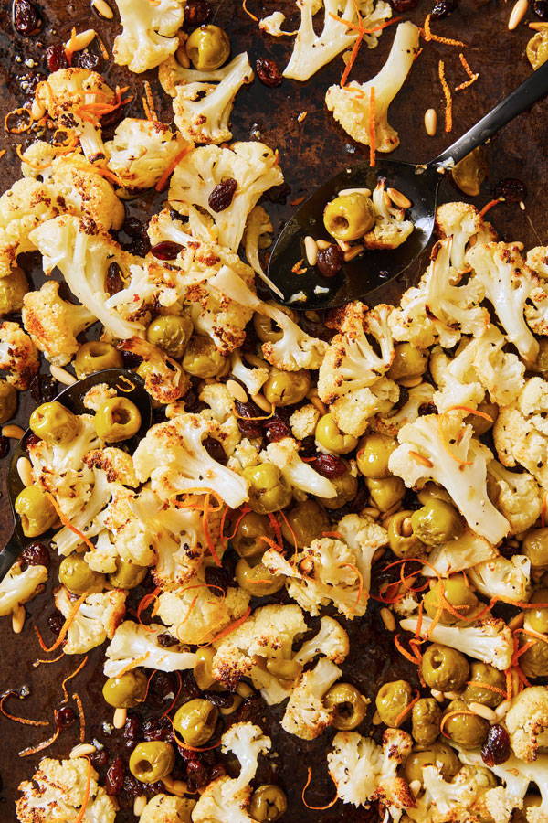 Pan-roasted cauliflower and olives