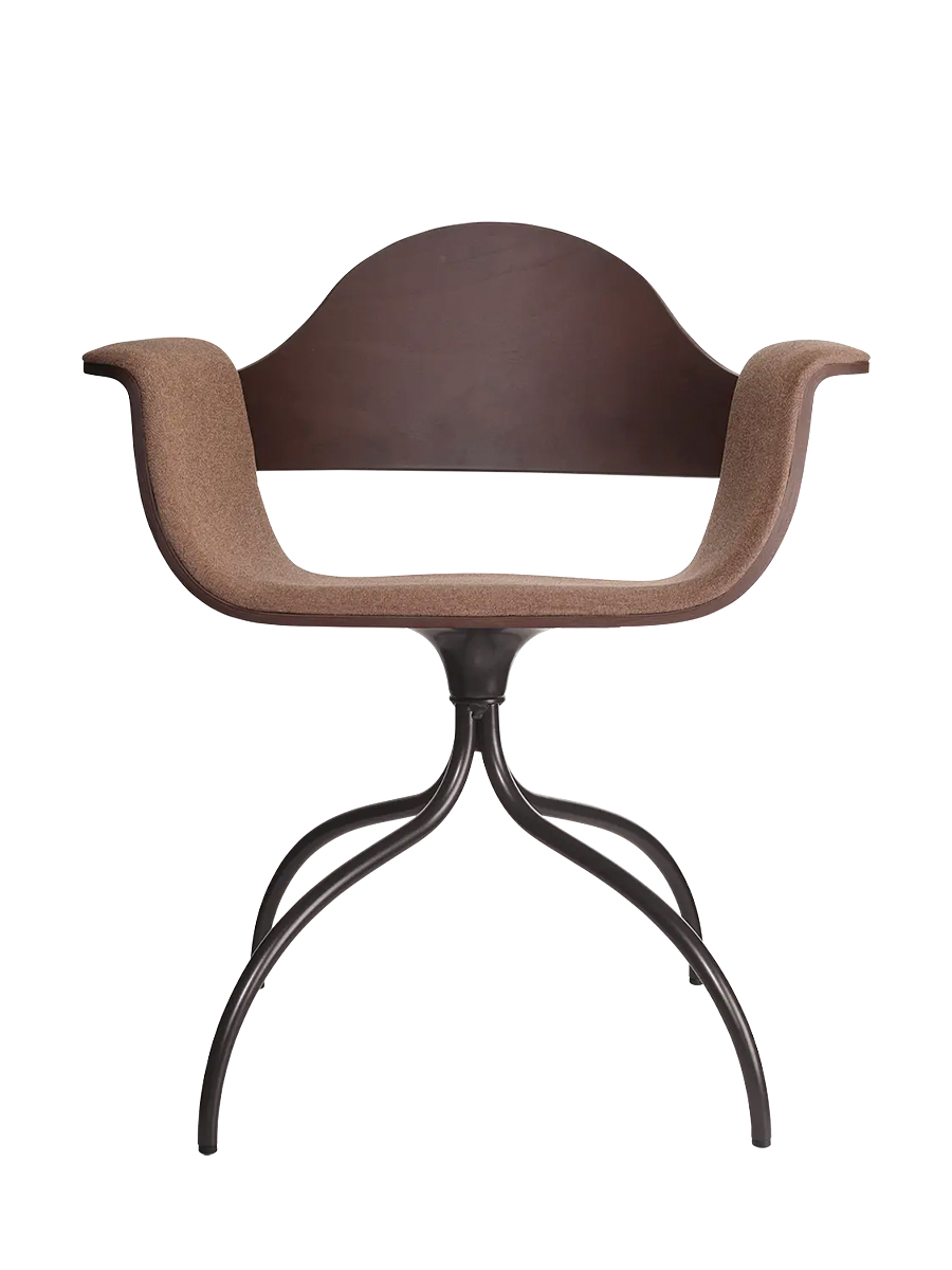 Modern Showtime Series chair by BD Barcelona with a brown seat and metal legs.