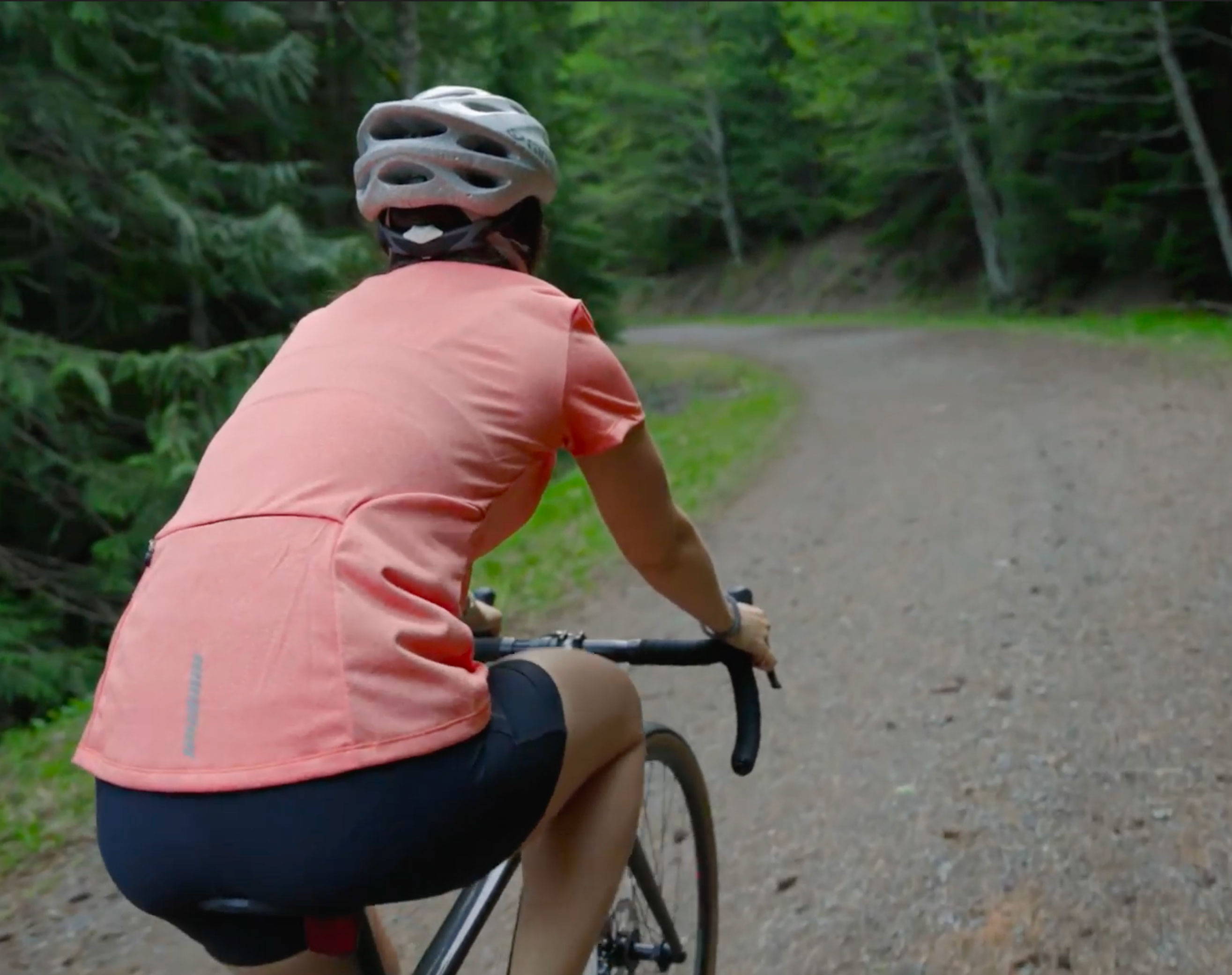 Cycling down a gravel road