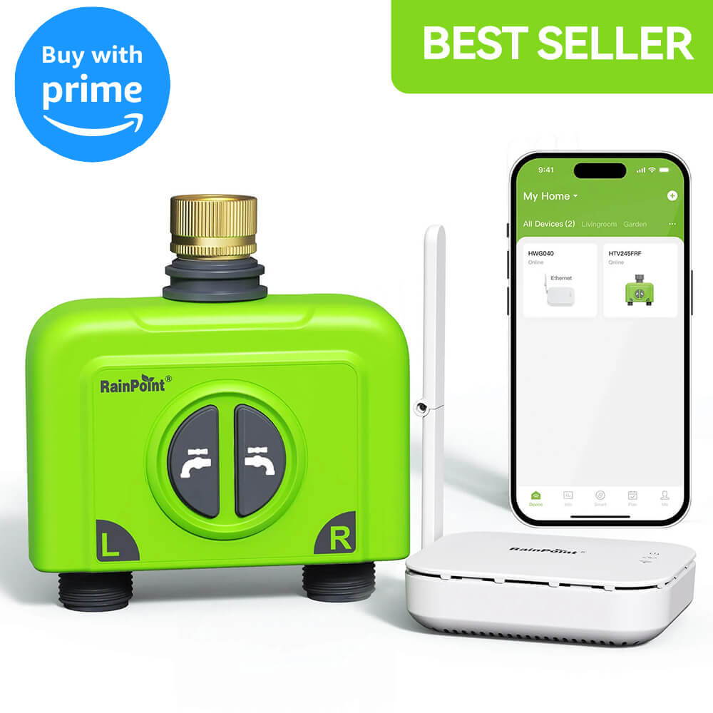 Grünes Gerät mit Smartphone und Router, beschriftet als „Best Seller“ und „with Prime“.