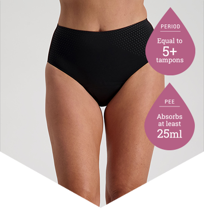 High Cut Black - Period Panties - 5 Tampons Worth - Just'nCase by Confitex