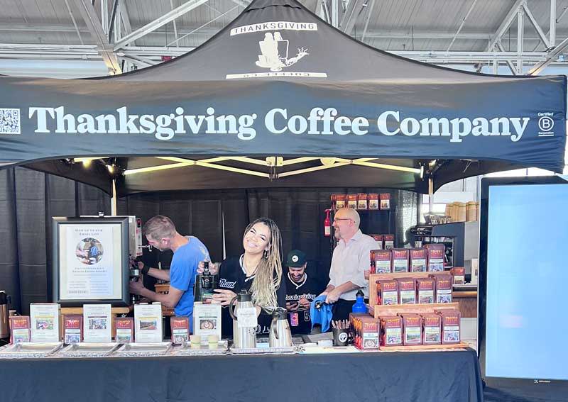 the team prepared for a festival of serving and sharing coffee Jennifer Brown, Josh Long, Jonah Katzeff, Nathan Nies