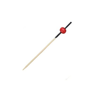 A bamboo skewer with a red bead