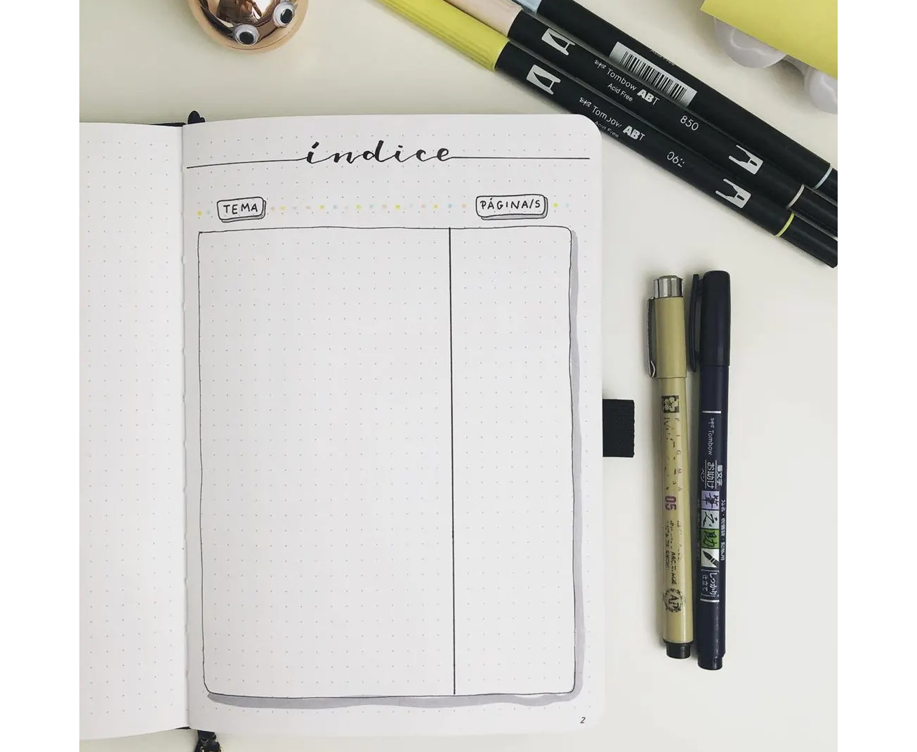 Bullet Journal Index Page