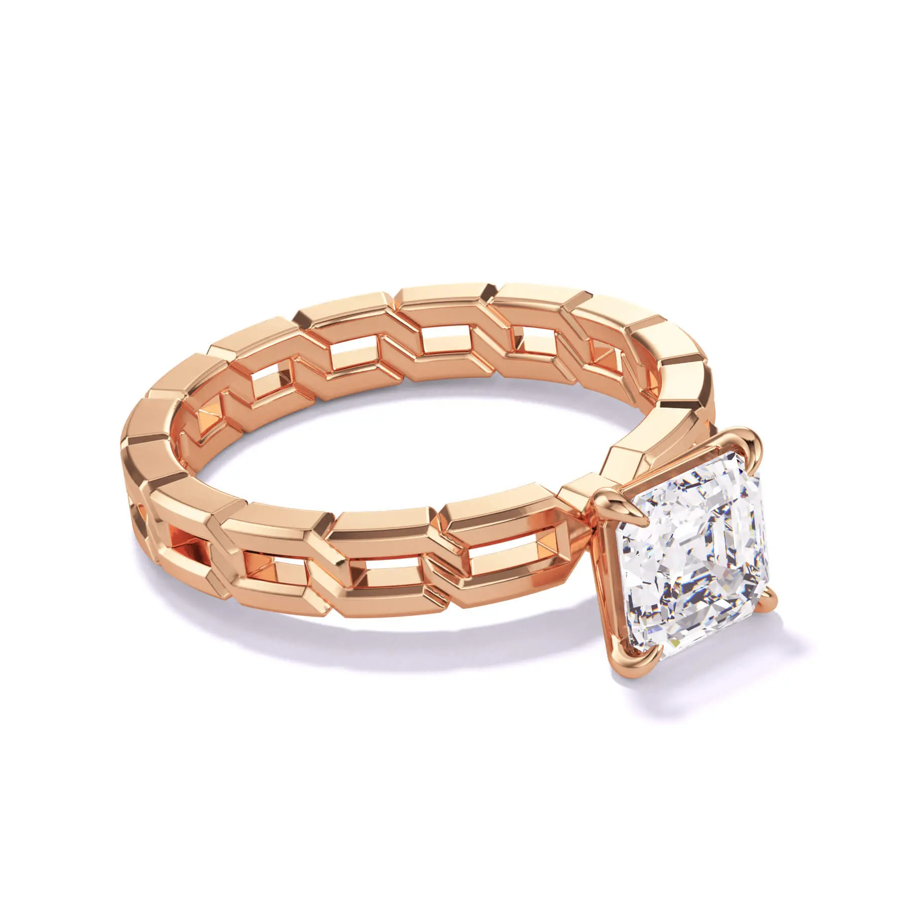 $10,000 diamond engagement ring - asscher cut with a mini 16 link band