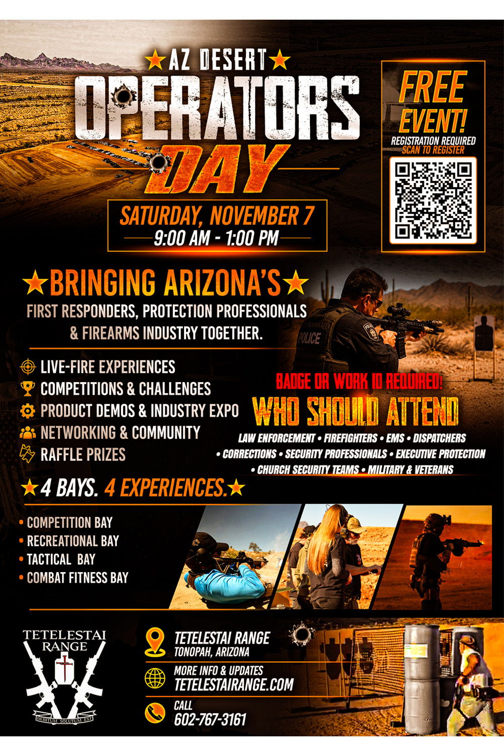 AZ Desert Operators Day event flyer with details and QR code.