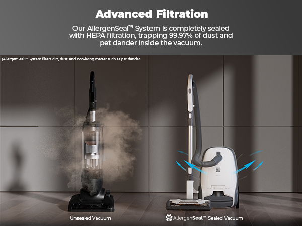 Vacuum cleaners showcasing advanced filtration technology for effective dust removal.