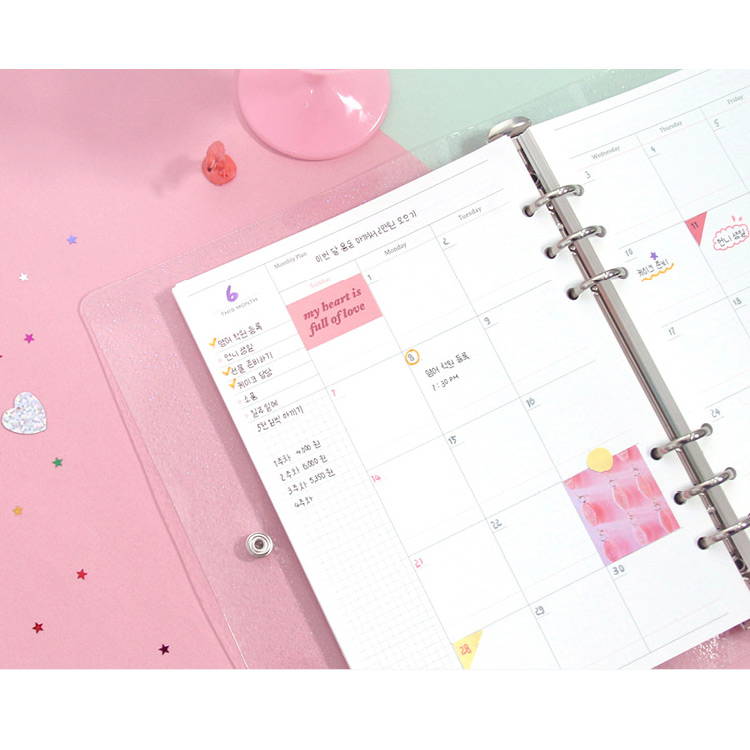 Monthly plan - Twinkle moonlight A5 6-ring dateless weekly diary planner
