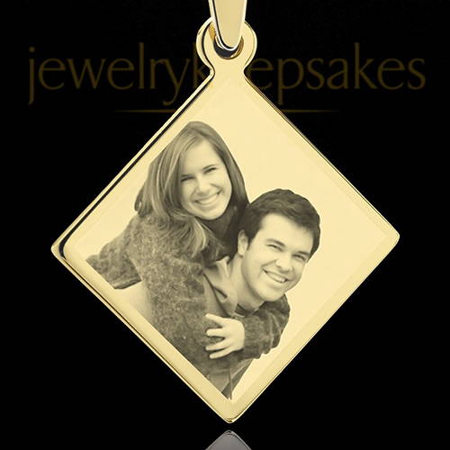 Gold Photo Engraved Diamond Pendant