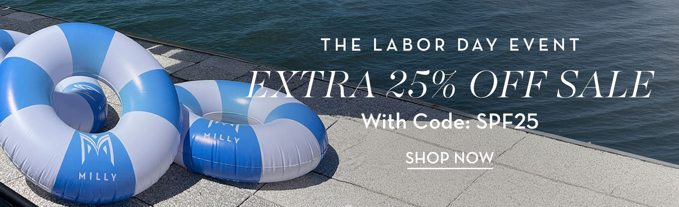 The Labor Day Event Extra 25% Off With Code: SPF25 advertisement with pool floats and discount details.