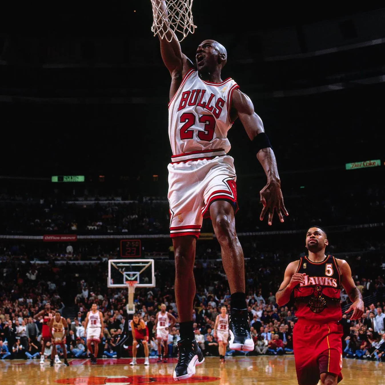 michael jordan dunking a basketball front view