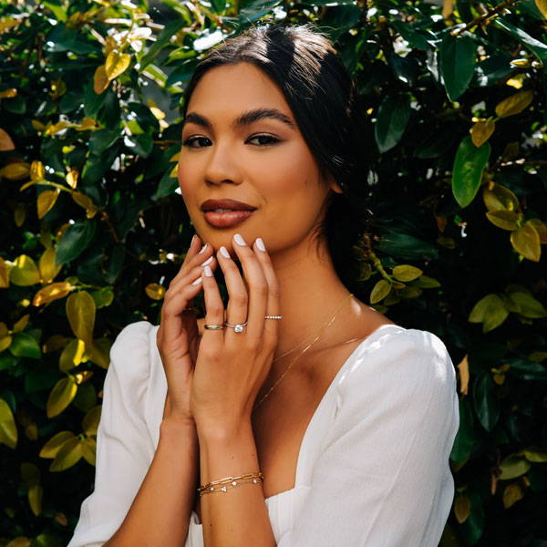 Model wearing VOW by RC engagement ring