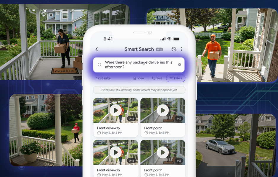 Lorex Smart AI Search finding package delivery events across recorded security footage.