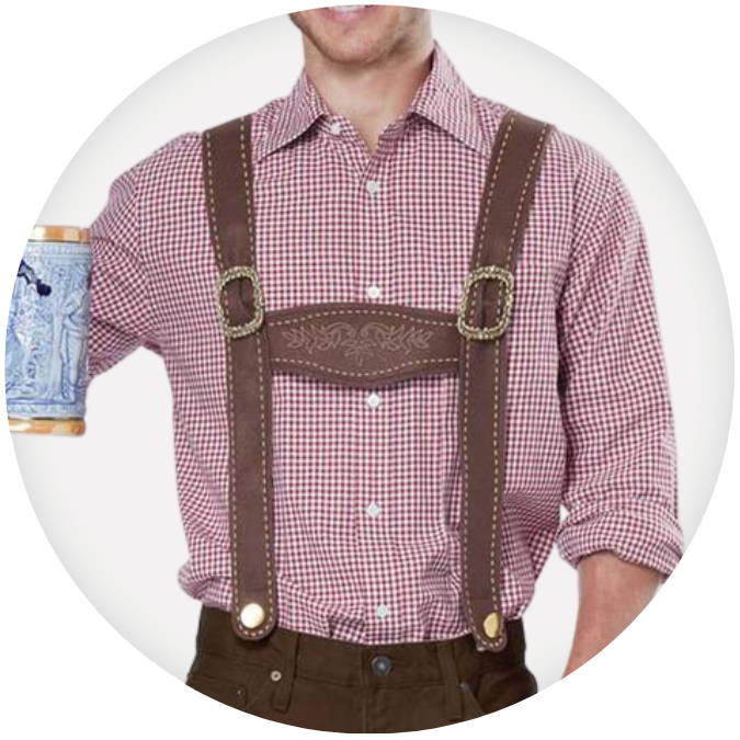 Oktoberfest brown suspenders. Shop all suspenders, ties and belts.