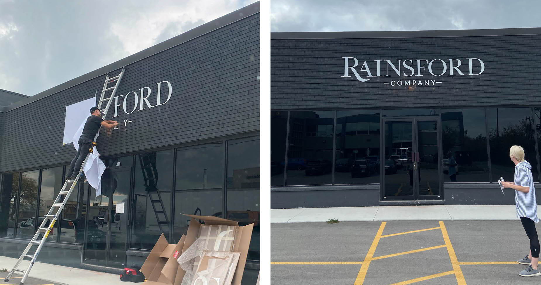 The day the sign went up on Rainsford's brand new studio space.