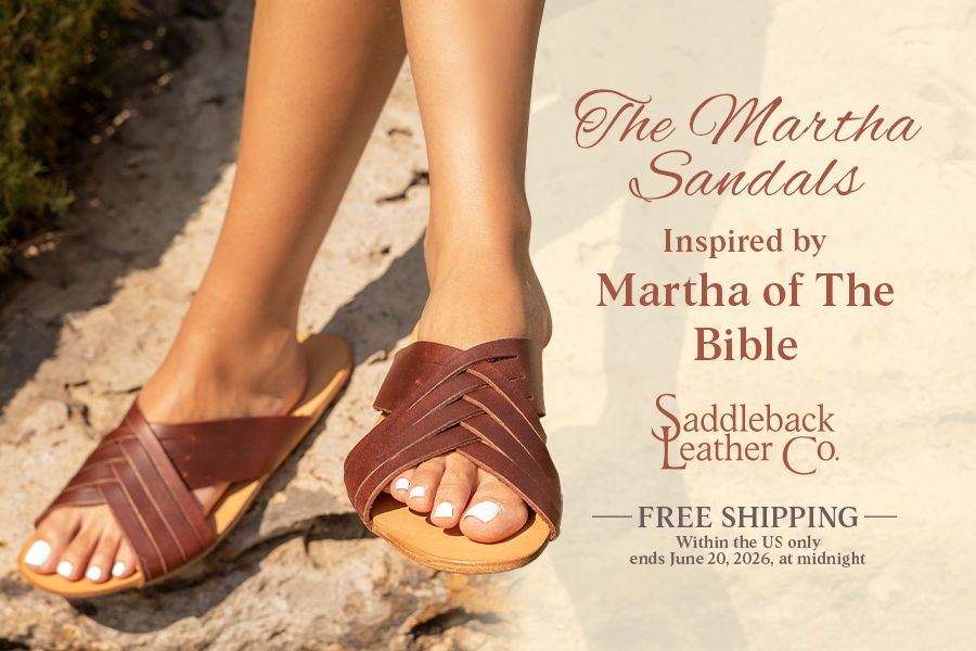 Martha sandals inspired by Martha of the Bible with free shipping offer.