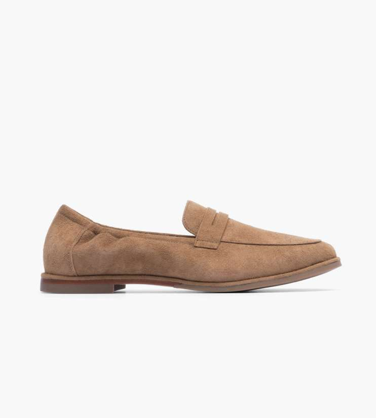 The ABEO Naomi loafer in almond suede is a super supportive loafer for all day comfort