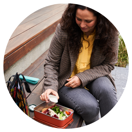 Woman eating lunch