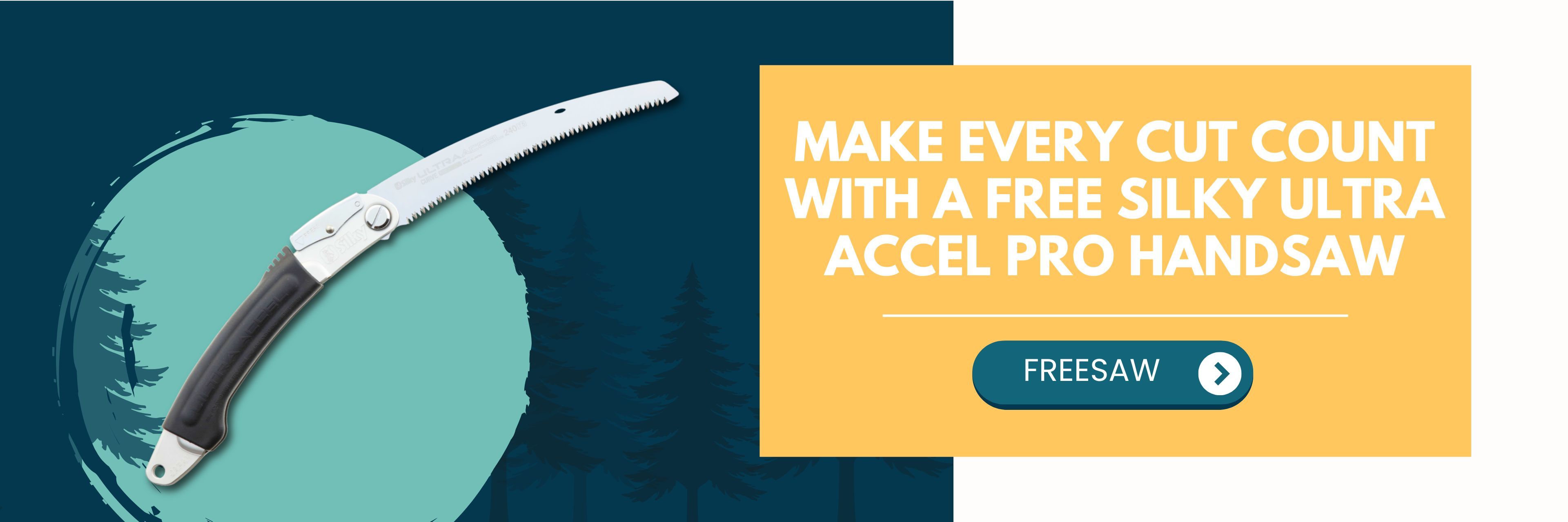 Promotional image for Silky Ultra Accel Pro handsaw offer.