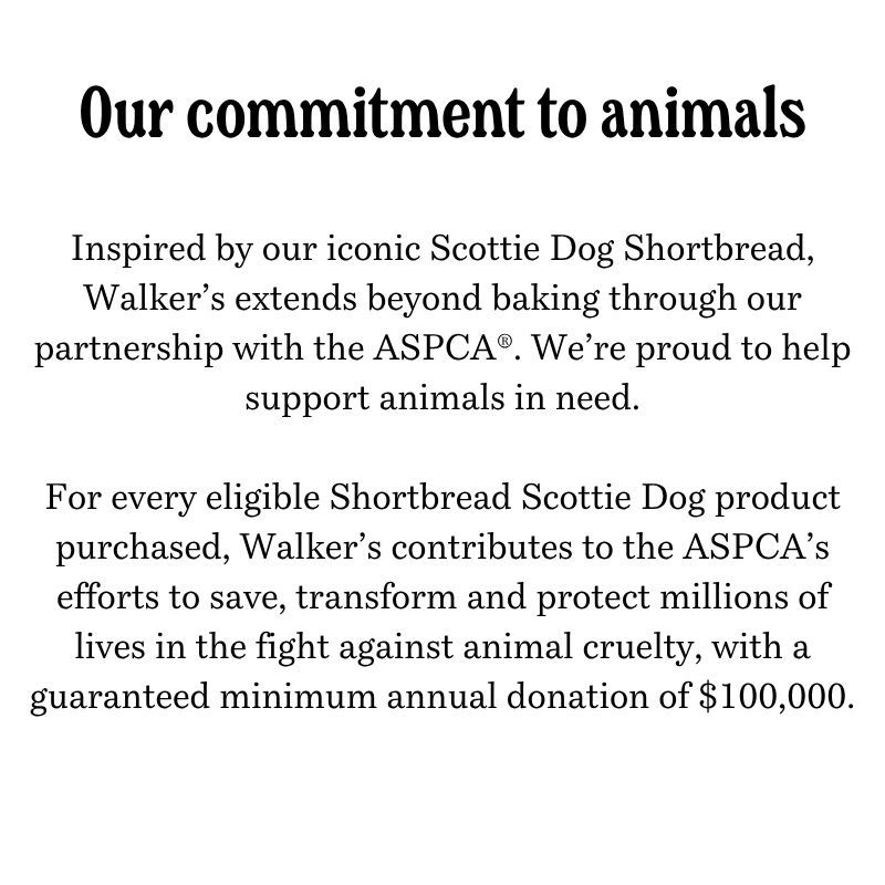 Text about animal support and donation commitment by Walker's.