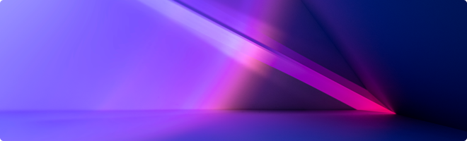 Abstract geometric design with purple and pink gradients on a dark background.