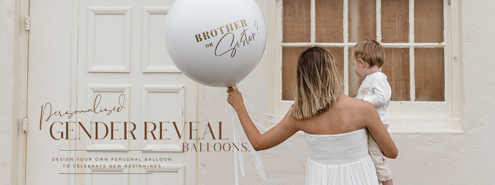 Personalise your own white gender reveal balloon.